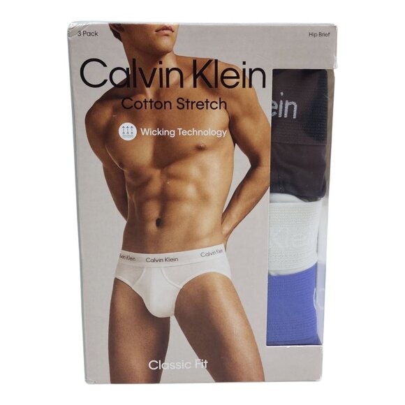 Calvin Klein Cotton Stretch Classic Fit Hip Briefs 3pk 2XL Wicking Technology - Picture 10 of 10